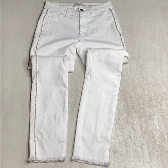 7 For All Mankind Denim - JEN 7 by 7 FOR ALL MANKIND White Raw Hem Denim